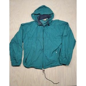 Vintage LL Bean Men's SZ XL Full Zip Windbreaker Green Jacket Zippered Pockets